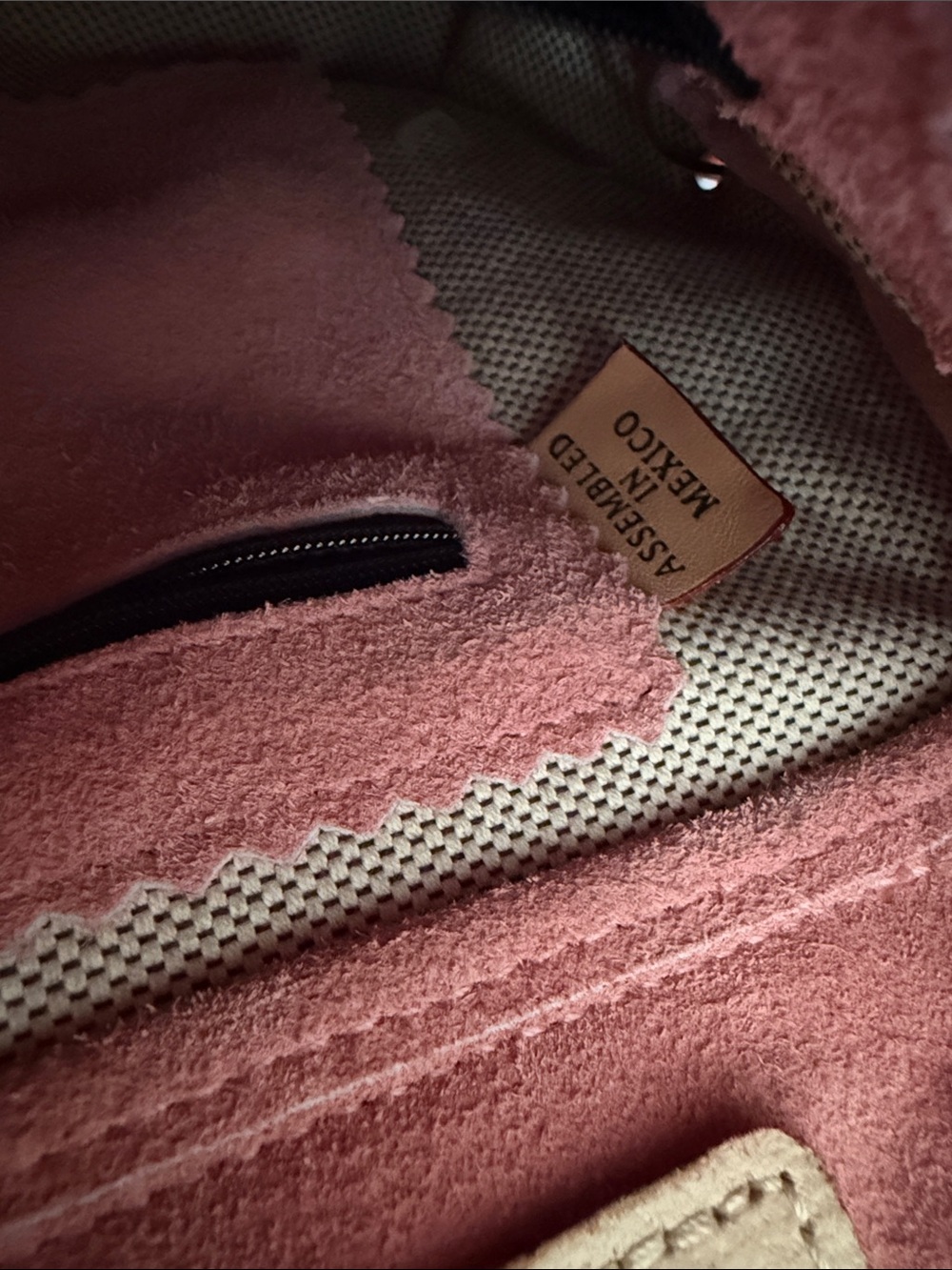 Dooney & Bourke Dusty Rose Suede Tote with Tan Leather Trim - Picture 10 of 16